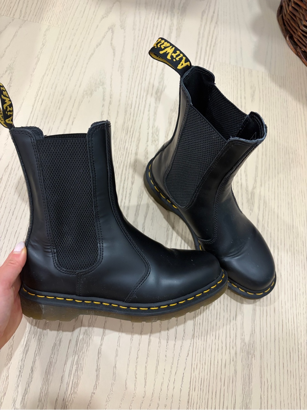 Black Women's Doc Martens Combat Boots with Rugged Sole
